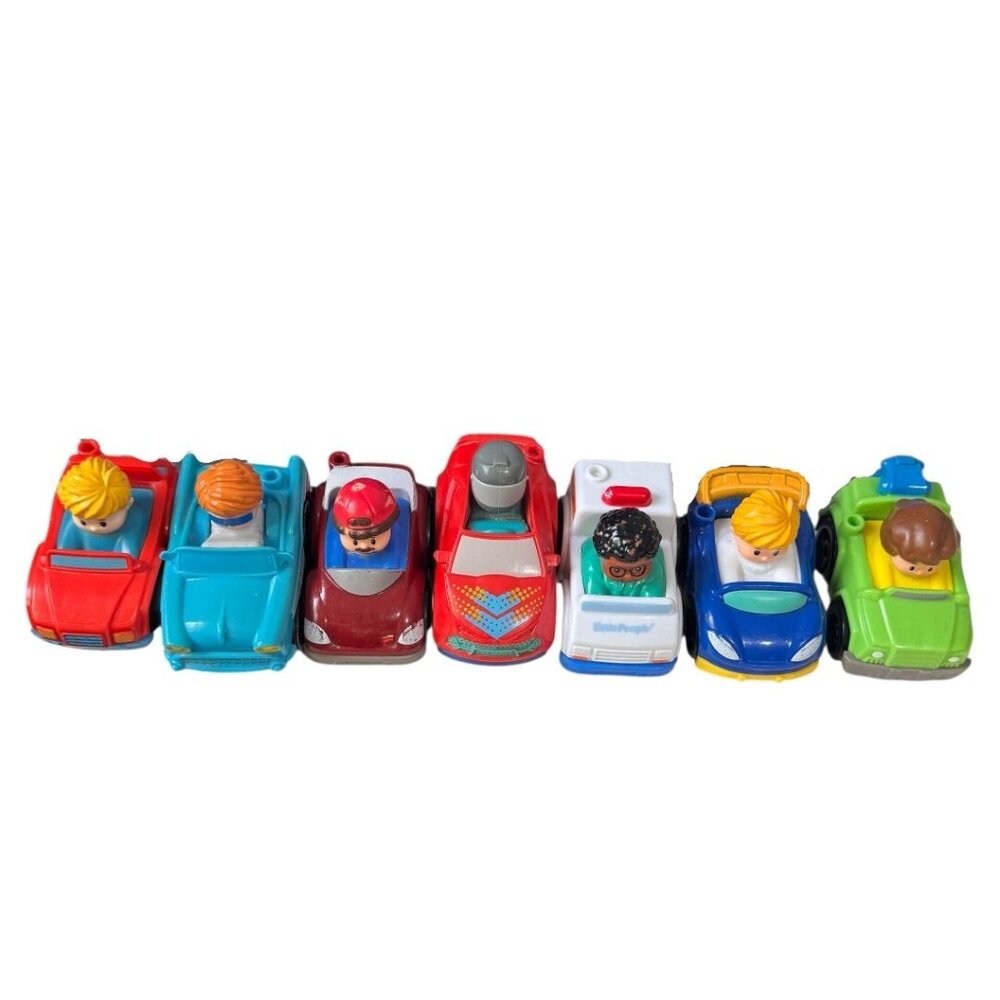 Fisher Price Wheelies Cars Vehicles‎ Lot of 7 Toys Little People